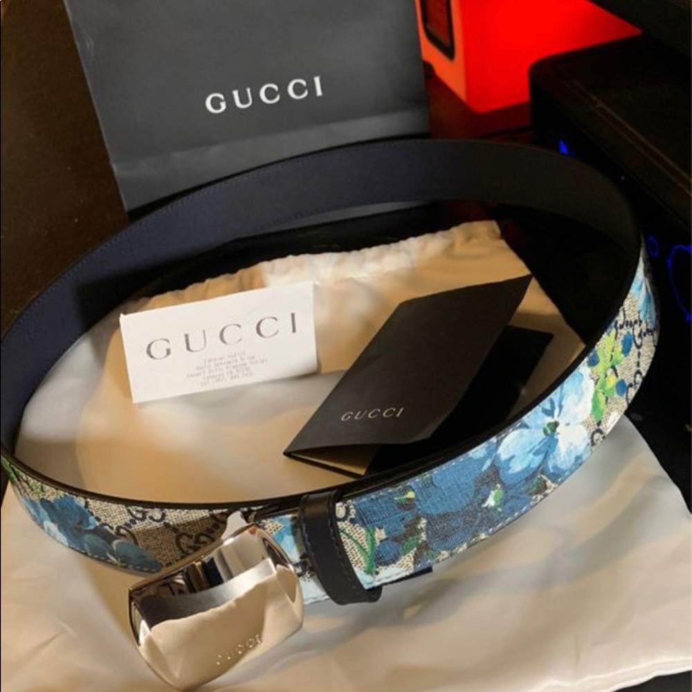 Gucci Blue Bloom Belt